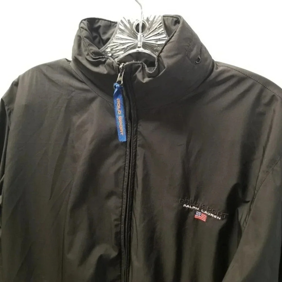POLO Sport Ralph Lauren Black Light Weight Jacket Hood L - Picture 9 of 10
